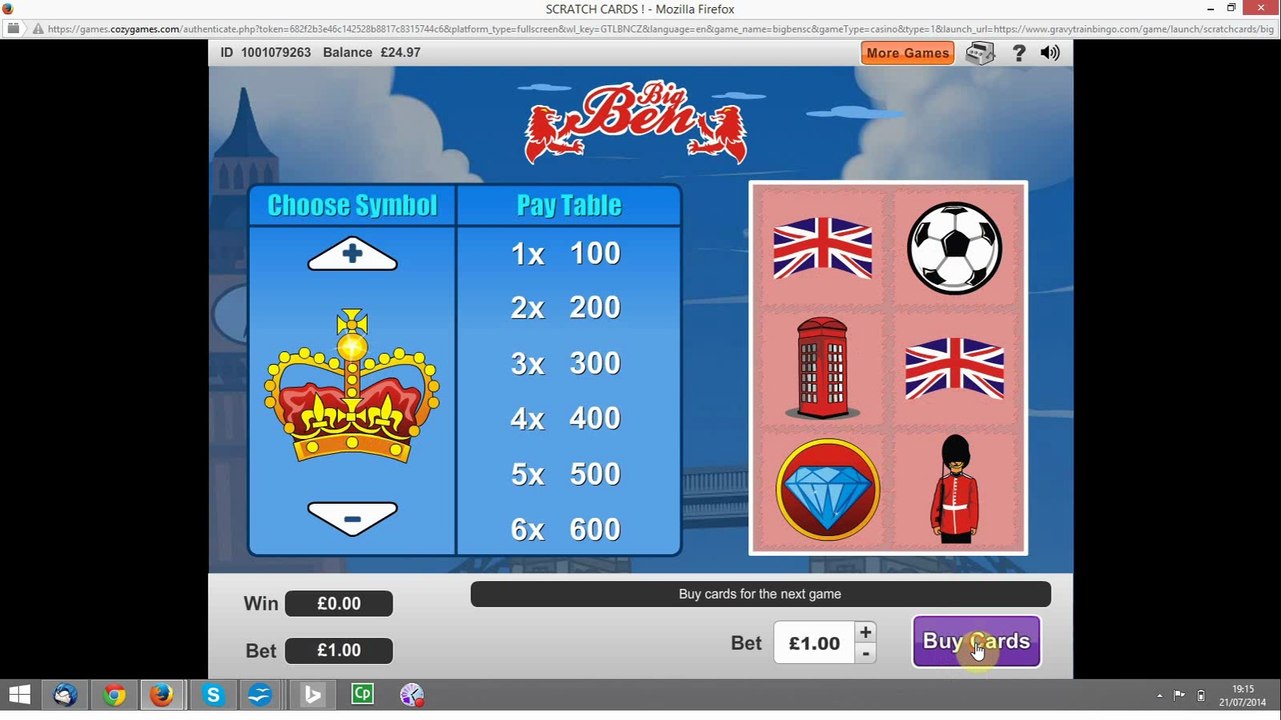 Big Ben Scratch Game - Scratchcards - Gravy Train Bingo