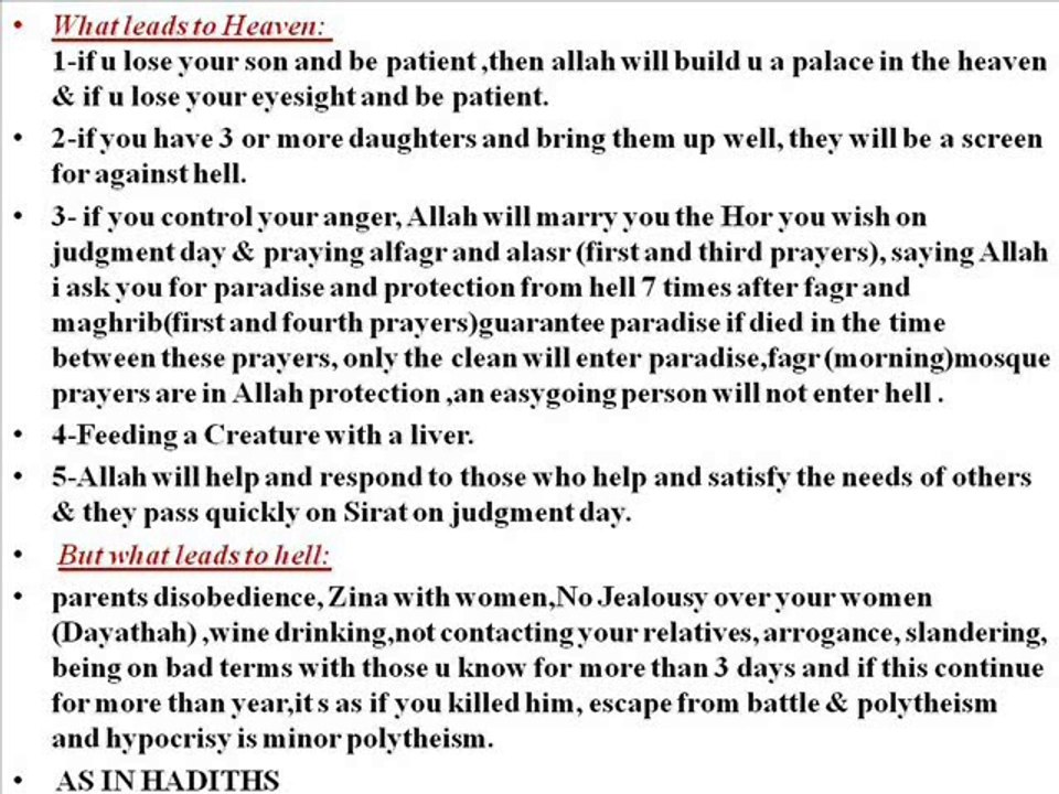 Prophet Hadiths- 3 on Prophet Help , untrue hadiths,Shaytan , ways to hell & heaven & belief signs