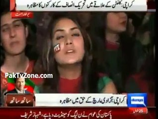PTI’s Protests Continue In Karachi, Large No. Of Women Attends
