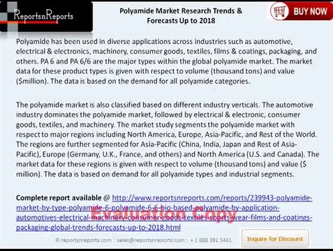 Polyamide Market: Trends & Forecasts to 2018