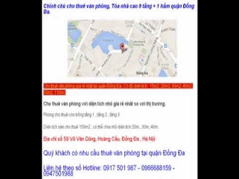 Cho thuê văn phòng Tầng 1 quận Đống Đa