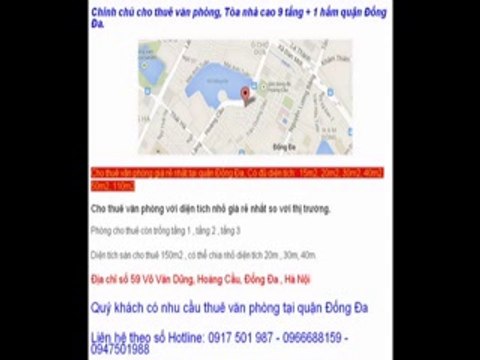 CHO THUÊ VĂN PHÒNG QUẬN ĐỐNG ĐA - 0917 501 987