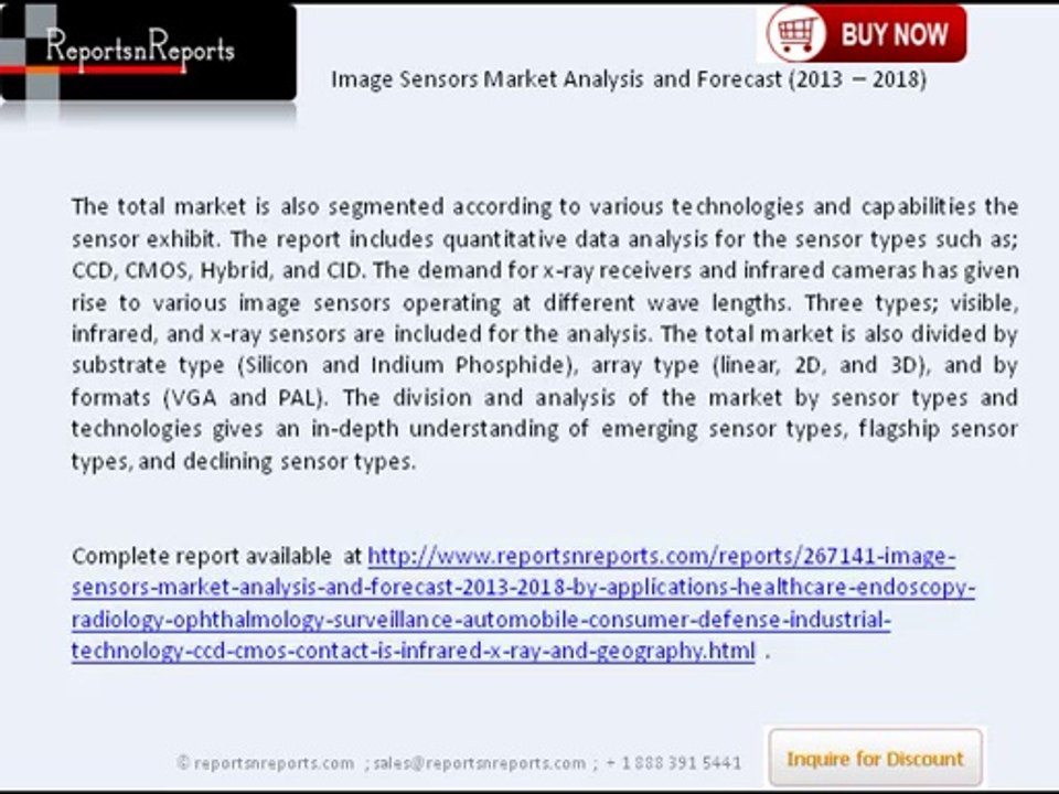 Image Sensors Industry: Global Forecast to 2018 by Company, Country and Application