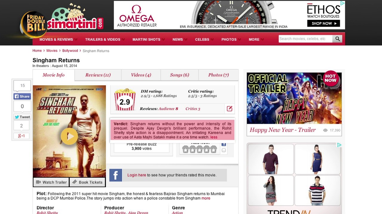Desi Martini Verdict || Singham Returns || Friday Double Bill || Mayank & Fahad