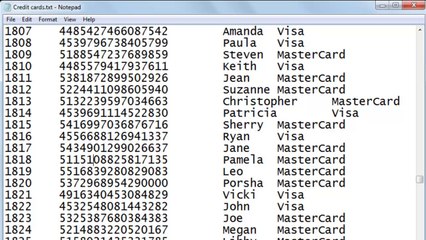fake credit card numbers