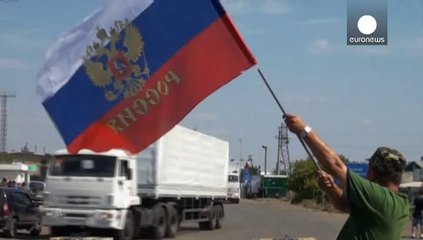 Los camiones rusos con ayuda humanitaria llegan a la ciudad de Lugansk