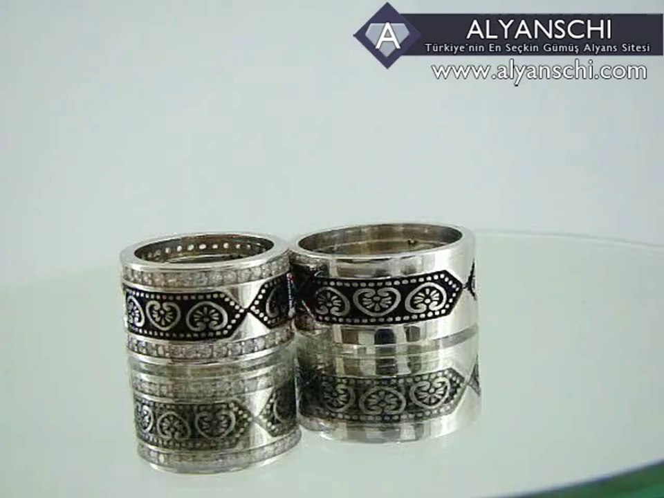 Lale İçi Çiçek Türk Motifli Gümüş Alyans