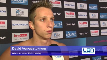 David Verraszto, winner of men's 400 m Medley – Day 12, Berlin 2014