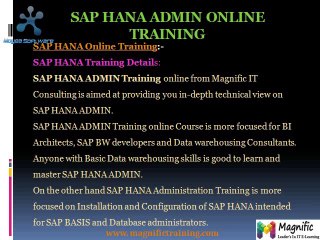 ONLINE SAP TRAINING/HANA ADMINISTRATION CLASSESE IN AUSTRLIA
