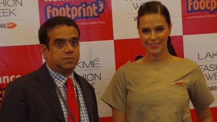 Neha Dhupia Promots Ekkis Topon Ki Salami & Launched Reliance Footprint @ Lakme Fashion Week 2014