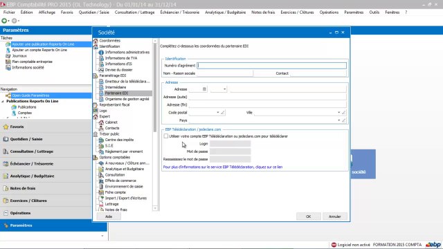 EBP Compta Pro 2015 : Les informations societes