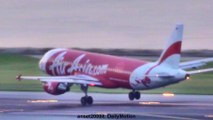 Hong Kong Airport Spotting. AirAsia Airbus A320 Landing in the Evening