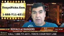 MLB Pick Texas Rangers vs. Kansas City Royals Betting Line Odds Prediction Preview 8-23-2014