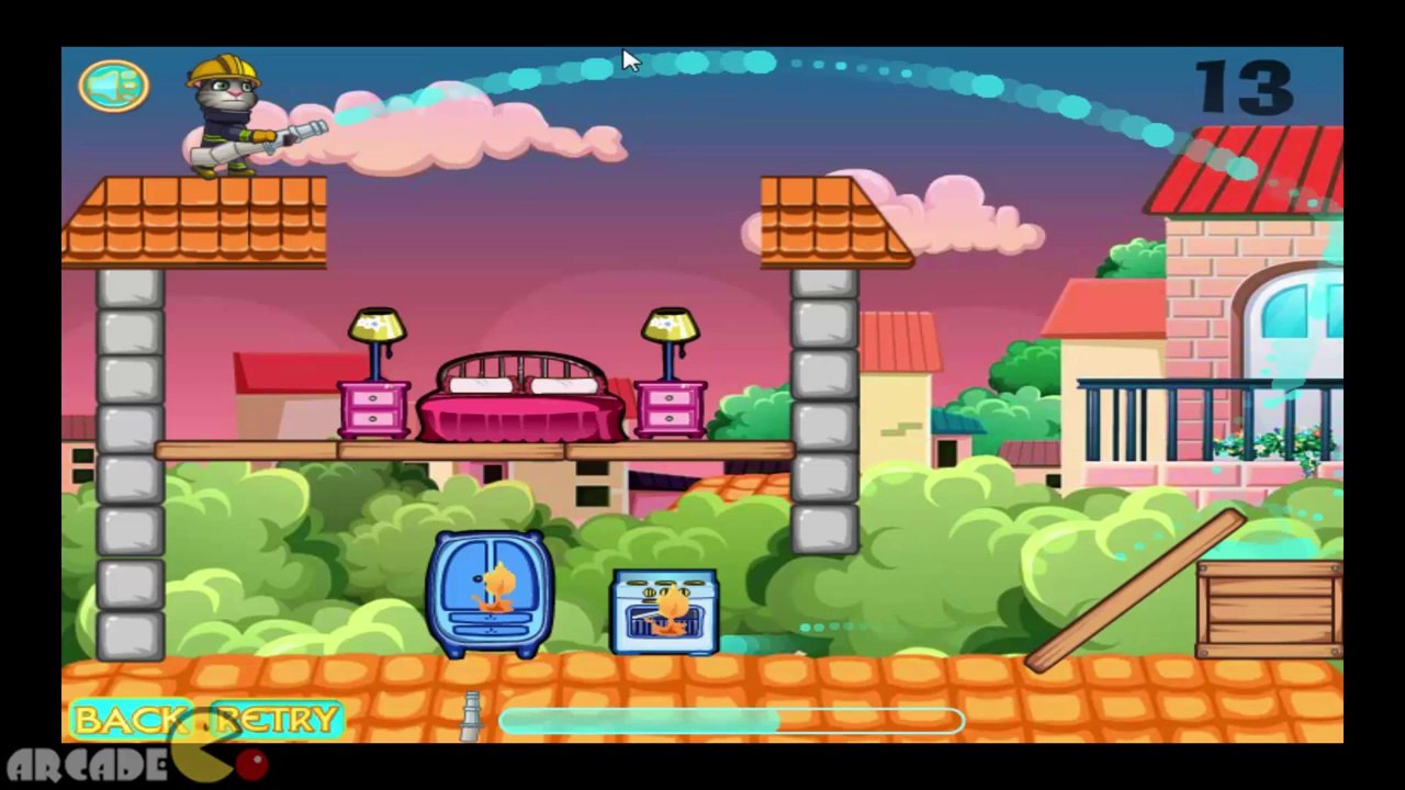 Tom The Talking Cat - Tom Become Fireman 2 Complete Level Walkthrough