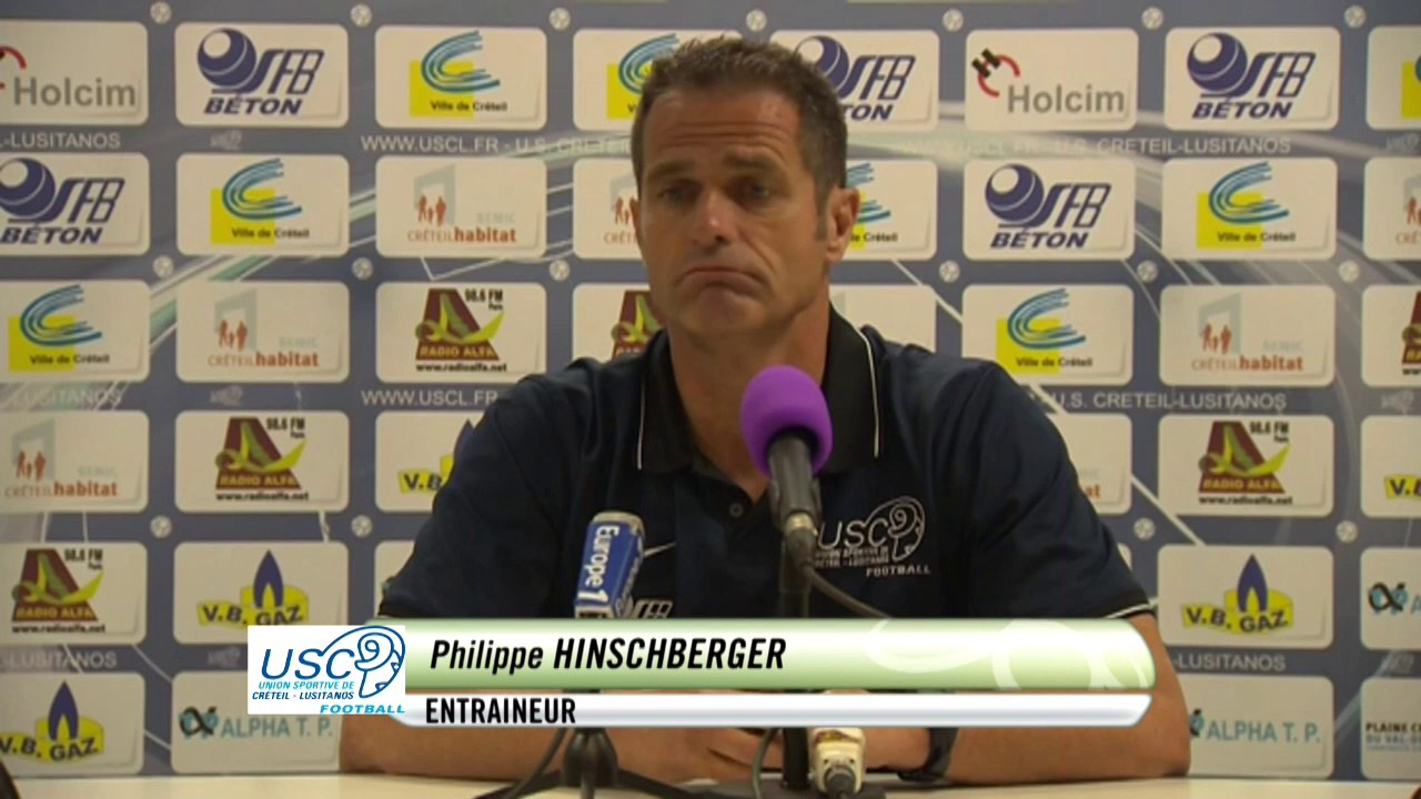 Conférence de presse US Créteil-Lusitanos - Chamois Niortais (1-1) : Philippe  HINSCHBERGER (USCL) - Régis BROUARD (NIORT) - 2014/2015