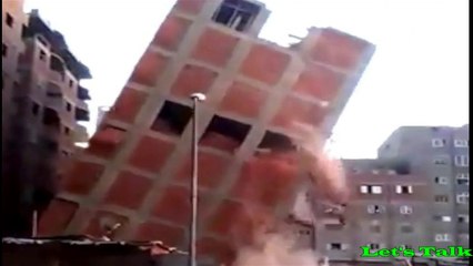 لحظة سقوط "العمارة الدايخة" بوسط حي عين شمس