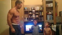 Fun muscle flexing with kids