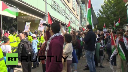 UK_ Pro-Palestine protesters besiege Barclays M&S and Tesco in Manchester
