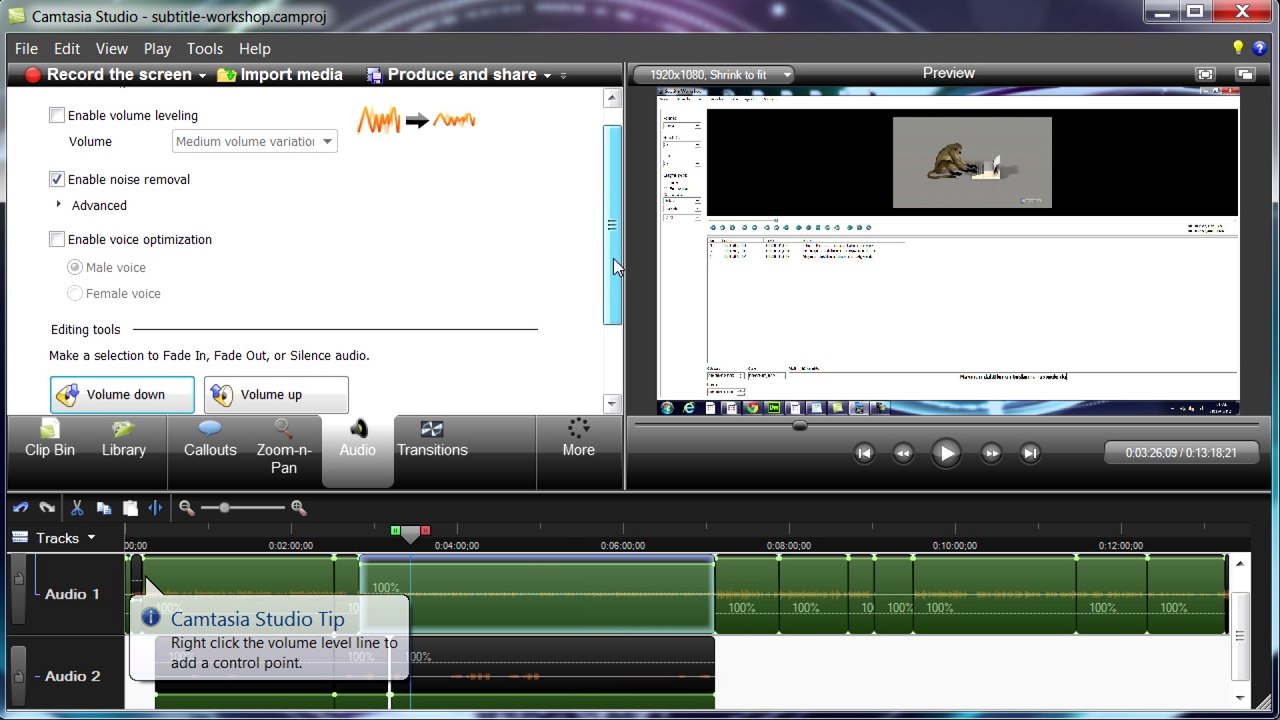 Camtasia Studio Pro ile aldığınız ekran kayıtlarının sesi nasıl artırılır?