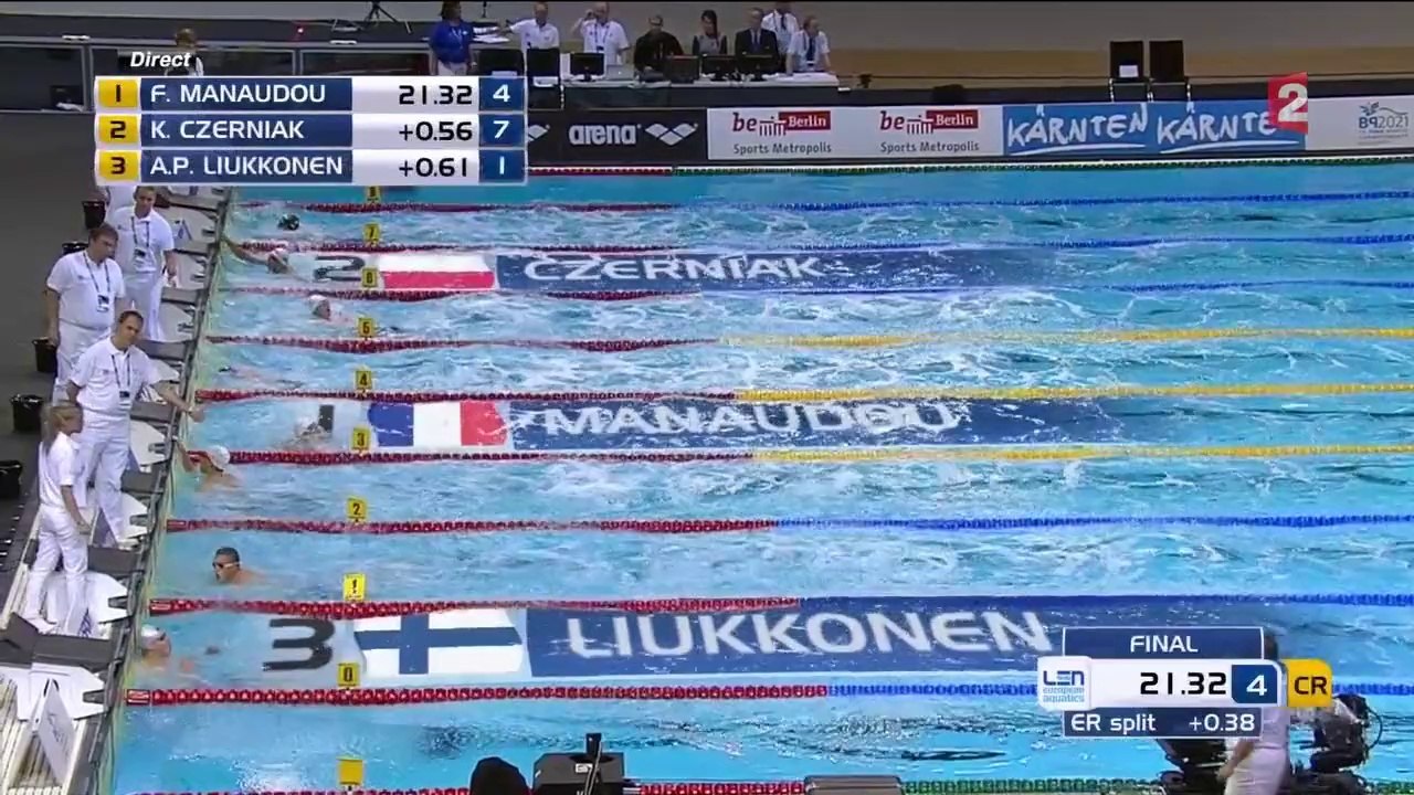 Natation Euro 2014. Manaudou en or sur le 50m nage libre !