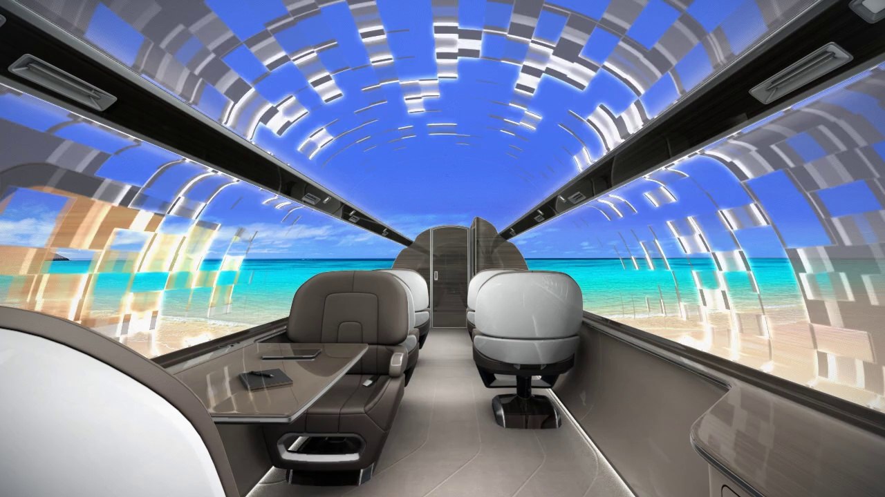 Windowless Jet Concept : crazy panoramic view inside the plane!