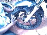 Tubeless tyre replacing in a yamaha bike