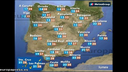 Tiempo previsto para este lunes, 25 de agosto