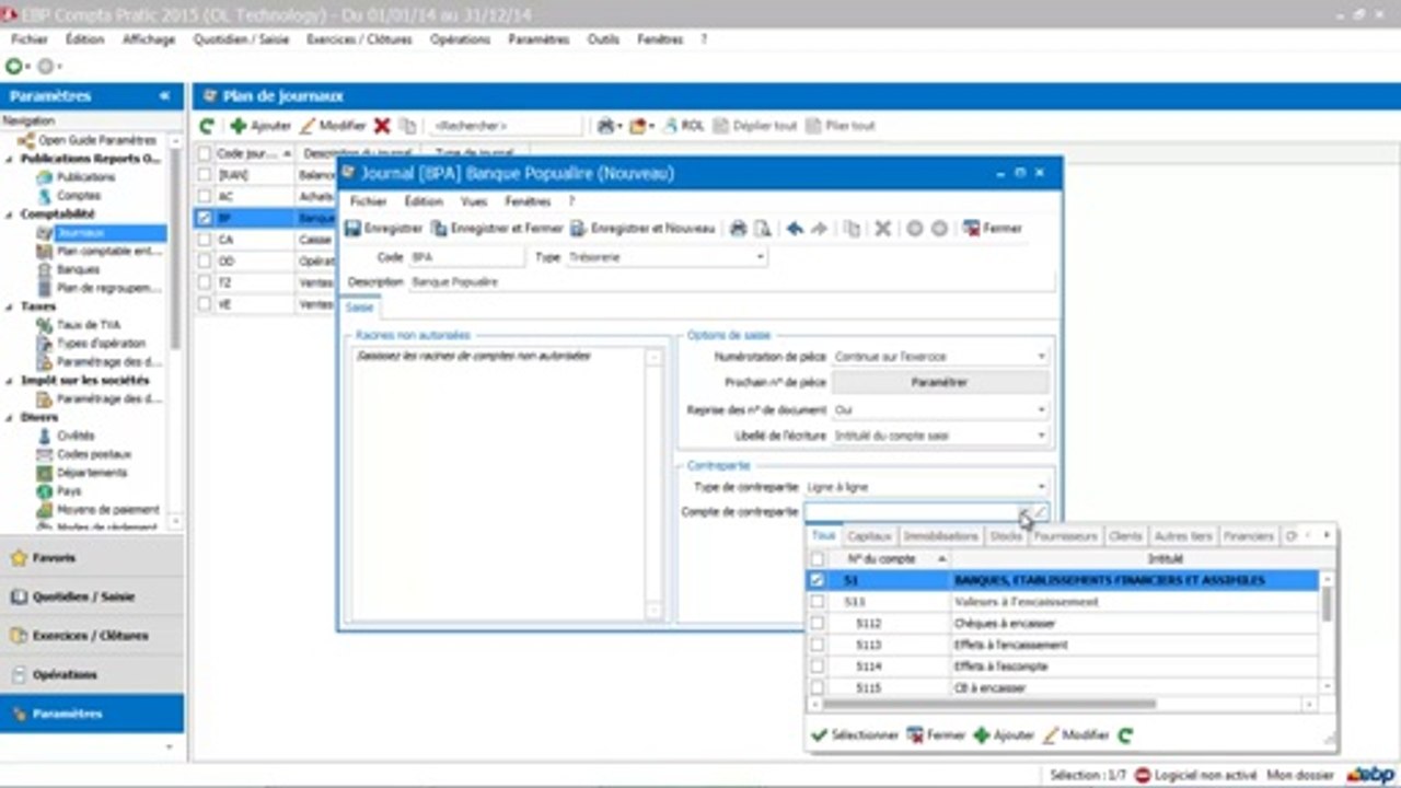 EBP Compta Pratic 2015 :Les journaux