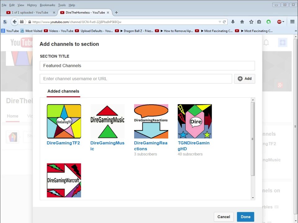 Tutorial For How To Add Featured Channels To Your YouTube Page For Free Online