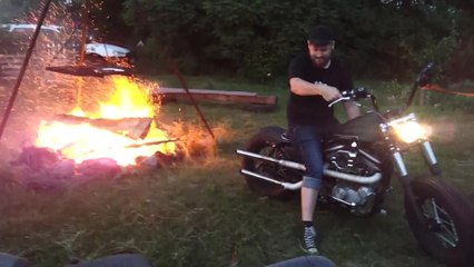 How to start a camp fire with a Harley Davidson