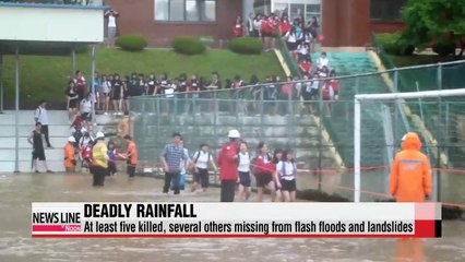 Download Video: Record rainfall, flash floods kill five in southeastern Korea