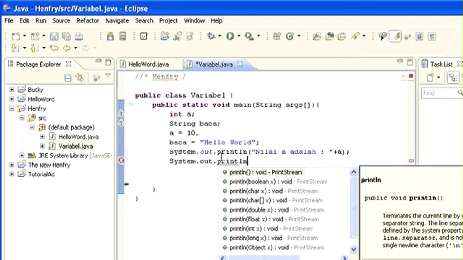 Belajar Pemrograman Java Bagian 2 - Variabel dan Tipe Data