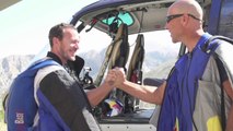 Wingsuit flying over Turkish mountains.