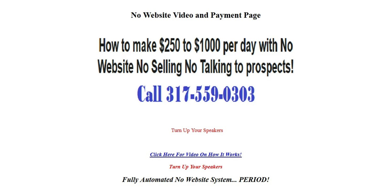 No Website Testimonial!  Ulysses Dadon 317-559-0303