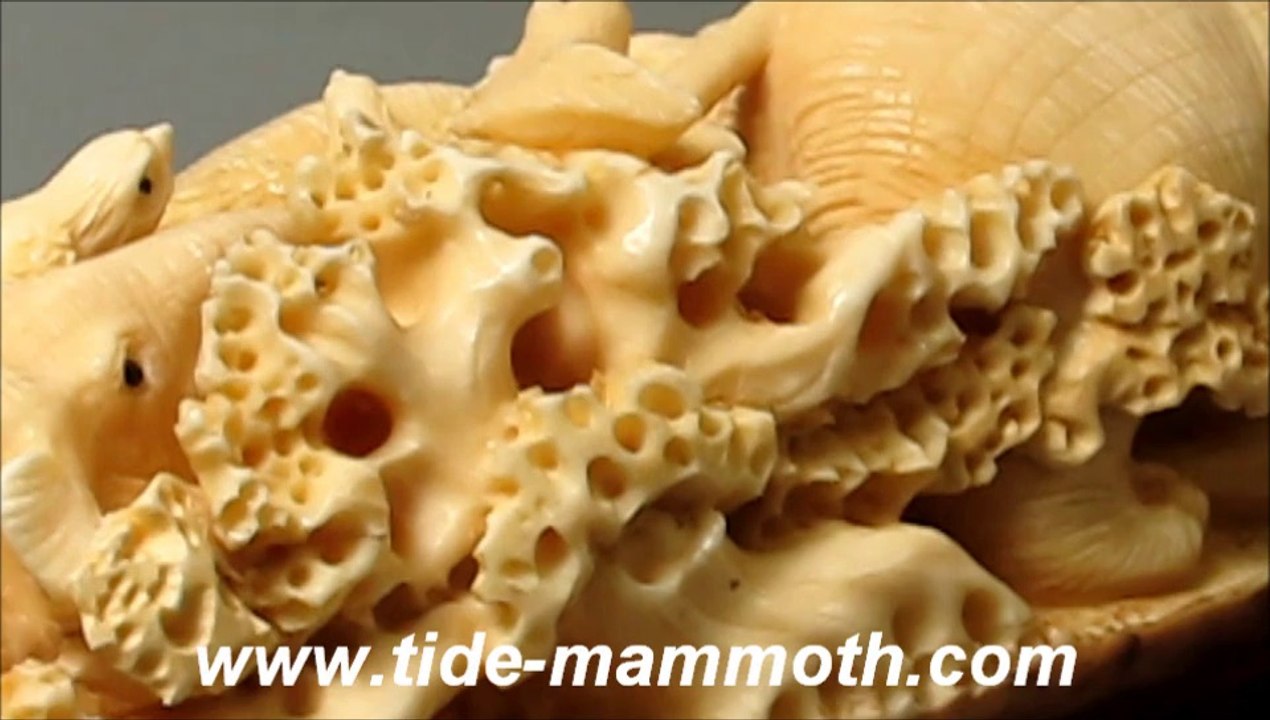 Mammoth Ivory Handcrafted Walking Elephants Group Whole Tusk Carving (37723)