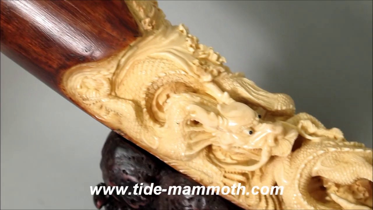 Mammoth Ivory Handcrafted " Zodiac Dragon" Whole Tusk Carving 37712