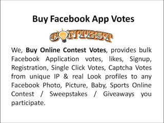 Buy Facebook Application Votes