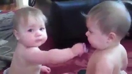 Cute kid fight for soothing.