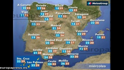 Previsión del tiempo para el miércoles 27 de agosto