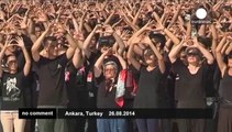 Six thousand gather to form a human portrait for the founder of modern Turkey in a world record attempt