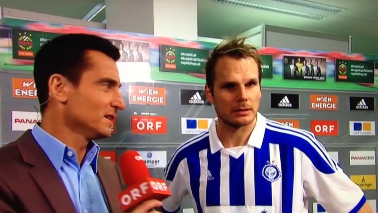 Ex-Rapidler 'Mika Häkkinen' nach dem Spiel in der Boxengasse beim Flash-Interview...