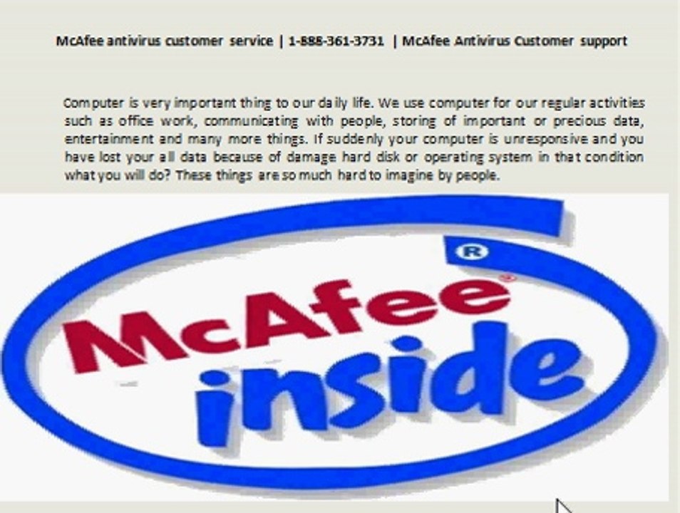 McAfee Antivirus Customer Service | 1-888-361-3731 | Technical Support Number
