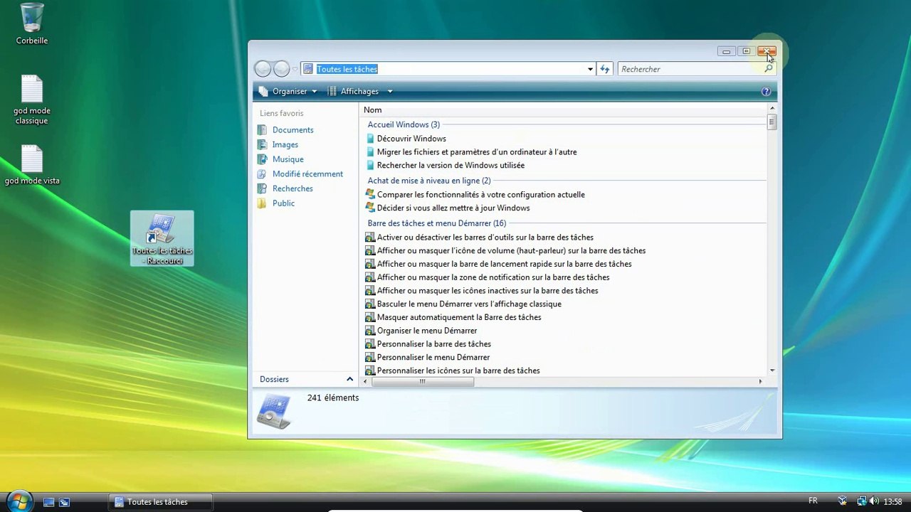 Astuce windows - Acceder au God Mode Vista 7 8 8.1
