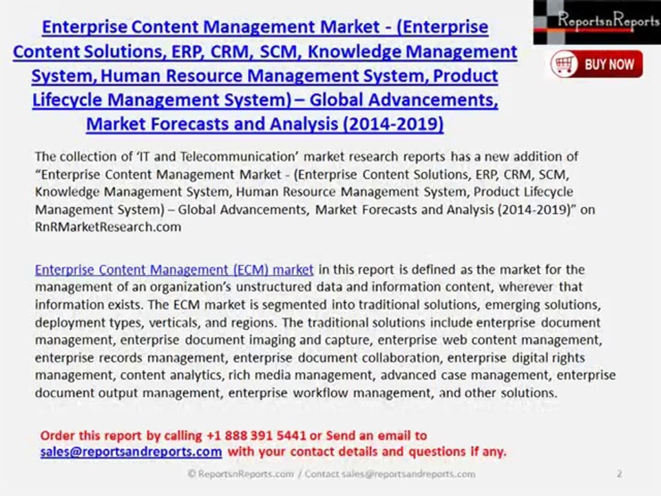 Enterprise Content Management Industry to 2019