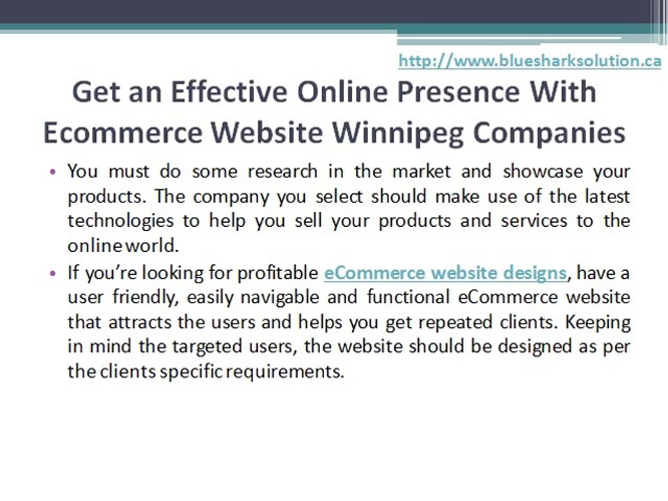 Get an effective online presence with ecommerce website Winnipeg companies