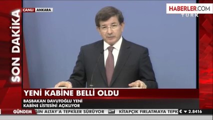 Ahmet Davutoğlu Yeni Kabineyi Açıkladı