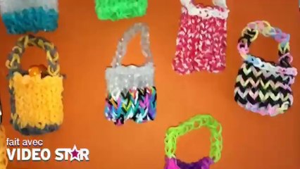 Petits sacs en rainbow loom , très sympa en porte clé!Vidéo non tuto - tuto arrive bientôt - merci