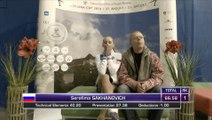 Serafima Sakhanovich Kiss and Cry at JGP Ljubljana 2014 SP