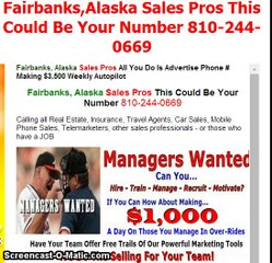 Fairbanks, Alaska Sales Pros This Could Be Your Number 810-244-0669
