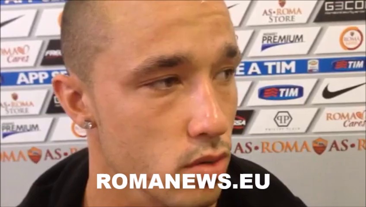 Radja Nainggolan in mix zone al termine di Roma-Fiorentina